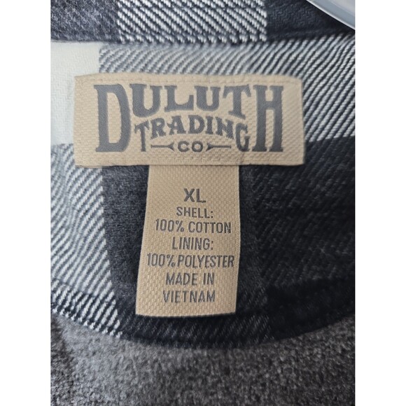 Duluth Trading Co Flapjack Fleece-Lined Shirt Jacket Black White Plaid Men's XL - Picture 5 of 12